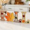 Thanksgiving Tiered Wooden Tabletop 4Pcs/Set Fall Tray Decor Signs, Autumn Maple Leaf Letter Decorations
