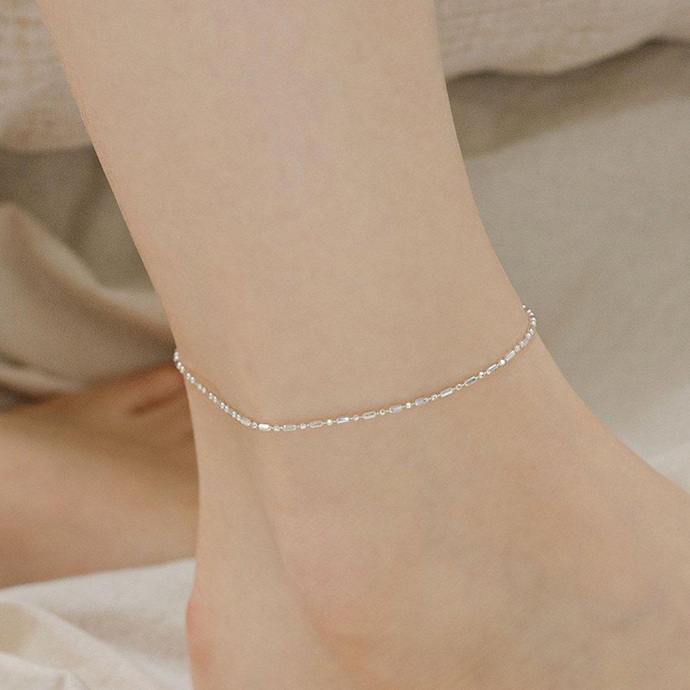 Mimi.J Jewelry 925 Silver Cut Sausage Chain Anklet
