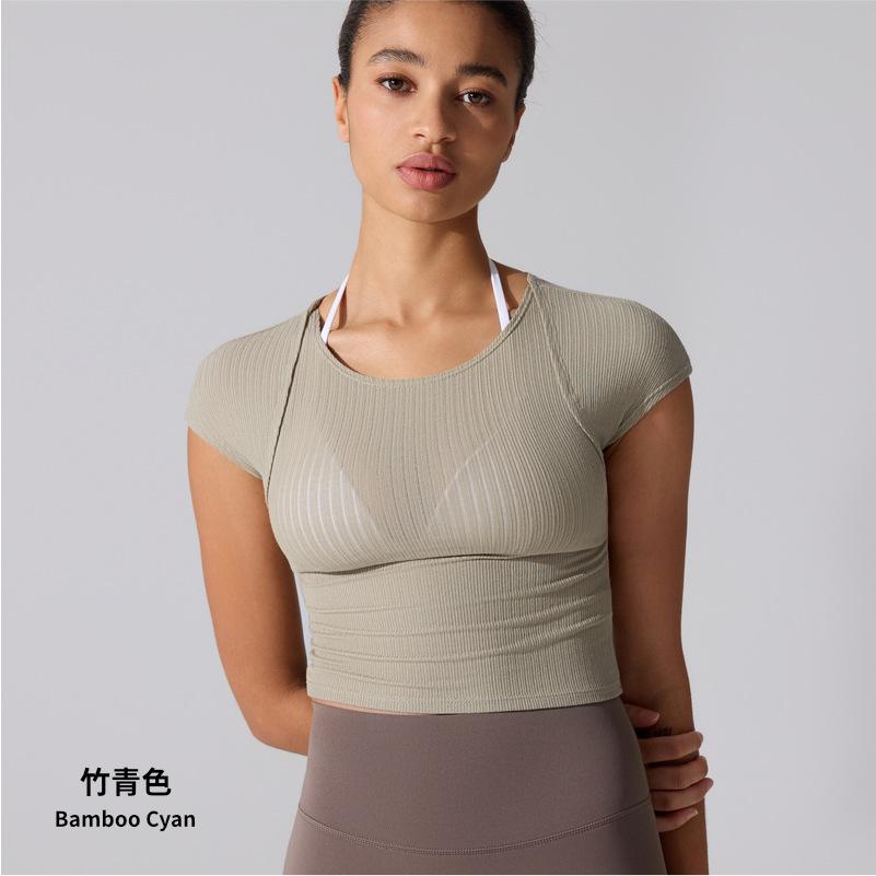 Breathable Slim Fitness Blouse Sports Short Sleeve T-Shirt Yoga Clothing Top Vest Running Training Bodhi La