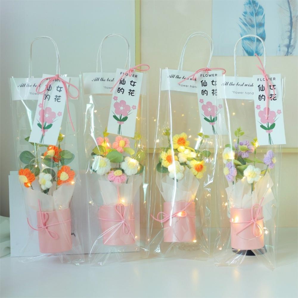 With Light String Crochet Flower Bouquet Artificial Flowers Decor  Teacher's Day Gifts