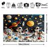 2D Boys Space Party Backdrop, Cute Astronauts & Solar System Photo Banner