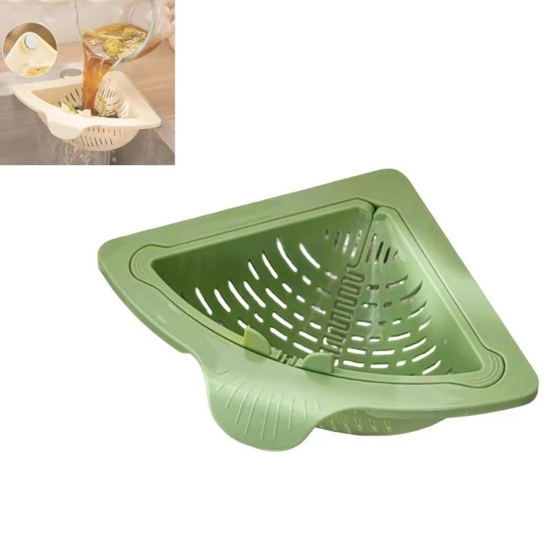 

Kitchen Sink Drain Basket Openable Bottom Cover Triangle Vegetable Peel Egg Filter Storage Organizer Kitchen Shelf Rack Drainier зелёный