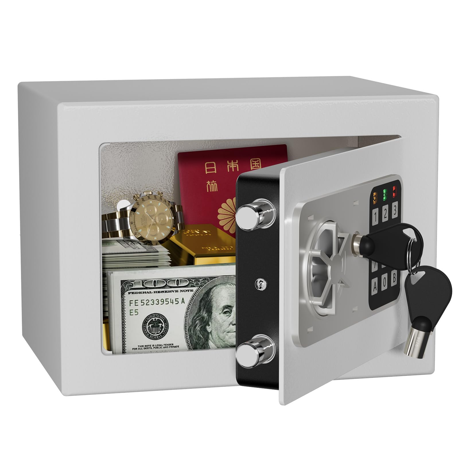 

KABISAFE Маленький Мини-сейф с Маленькой Простой Копилкой для Хранения, Гостиничная Коробка Безопасности для Детей и Магазина, Включает Аварийную Японскую Инструкцию Ш23 x Г17 x белый