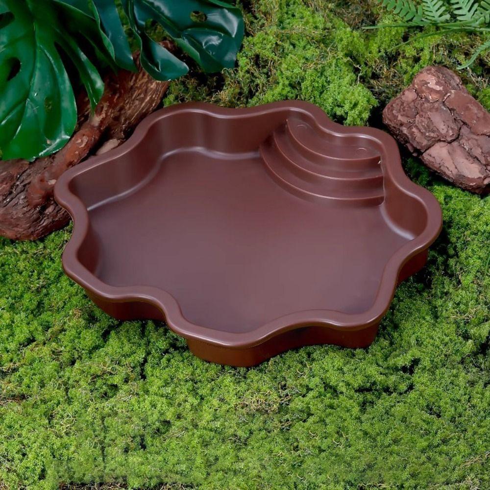 Plastic Turtle Bathing Tub Large Capacity Turtle Feeding Dish Ramp Turtle Bathtub  Aquarium