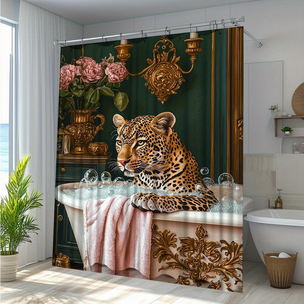 Lussuoso Leopardo nella Vasca da Bagno Tenda da Doccia Impermeabile per Arredo Bagno Moderno, Elegante e Resistente, Perfetta per Uso Domestico