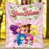 Customizable Princess Strawberry Throw Blanket – Personalized Name, All-Season Cozy Snug Blanket, Machine Washable, Personalized Blanket