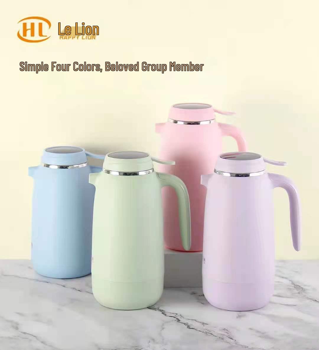 

Leshi Thermos with Thermometer, Stainless Steel & Glass Liner, Hot Water Kettle for Home or Office 1.3L