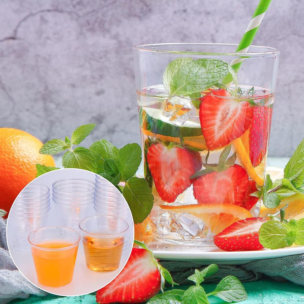 Set of 100 Stackable Plastic Shot Glasses 30ml Reusable Cups for Banquets 30ml Disposables Shot Glasses for Dessert
