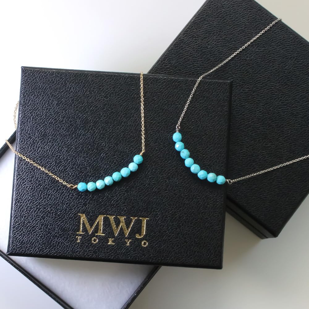 Stylish Magnetic Necklace for Luxury Jewelry Natural Power Made in Japan [MWJ TOKYO] Women, Turquoise, Silver, 32-Face Cut, Accessory, Stone, Stone,