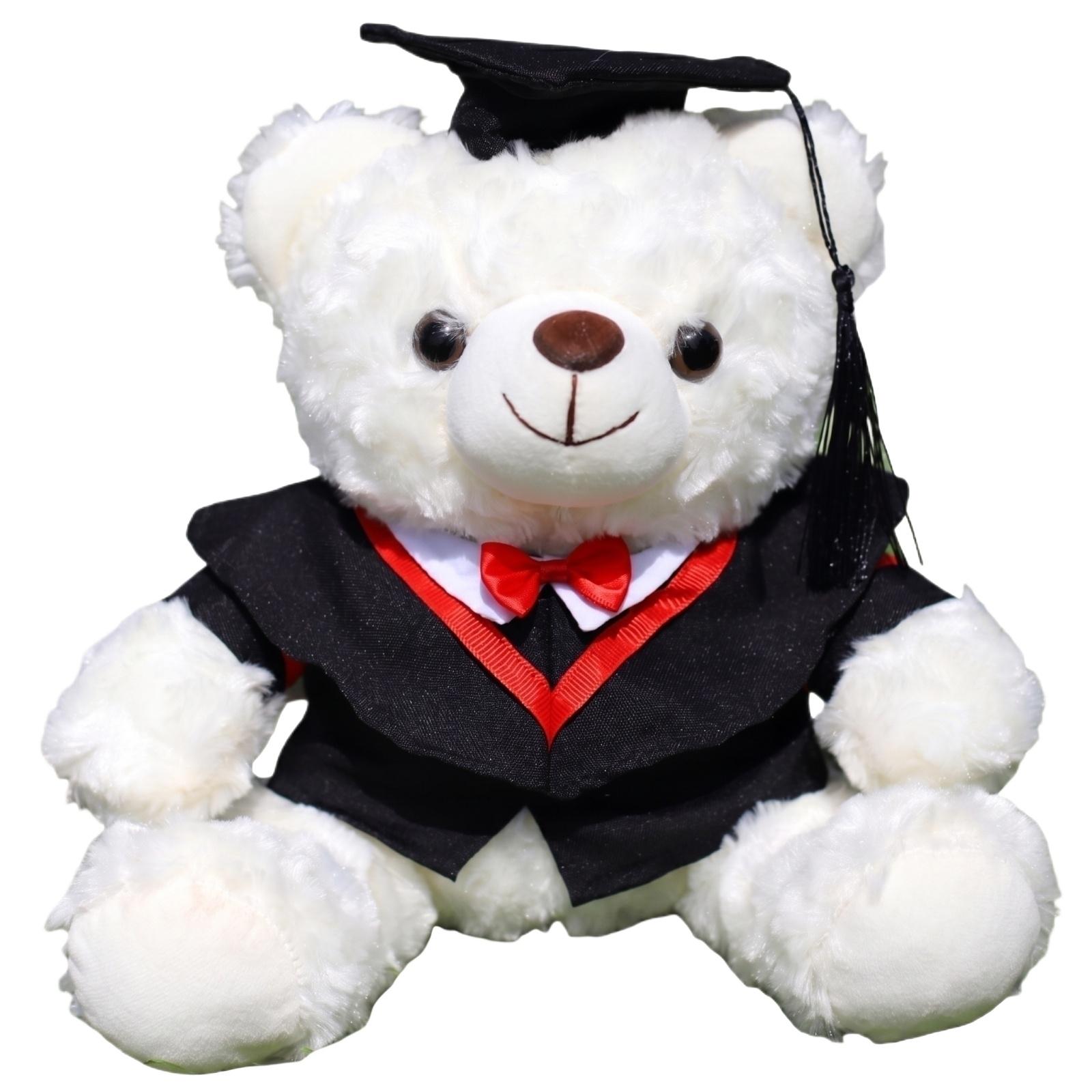 

Graduation Bear Plush Toy Wearing Academic Gown and Cap Soft Stuffed Animal with Bow Tie Suitable for Graduation Gifts and Decorations One Size красный