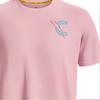 Under Armour Letter Print Sports American Vintage Short Sleeve T-Shirt Men Tops Pink 1376807-676