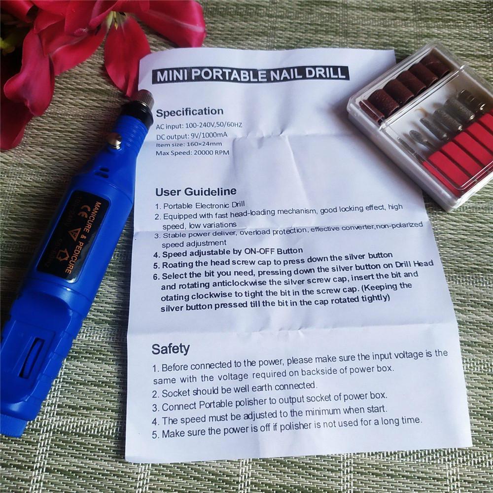 1 Set Mini Electric Nail Drill Machine Kit Manicure Machine Nail Art Pen Pedicure Nail File Art Tools Mill Cutter with Nail Bits
