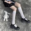 Japan Style High School Student Stockings Long Socks Solid Black White Summer Thin Woman Socks JK Costumes Girls Knee High Socks