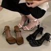 Eilyken Summer Elegant Open Toe Women Sandals Buckle Strap Square High Heels Party Dress Ladies Shoes