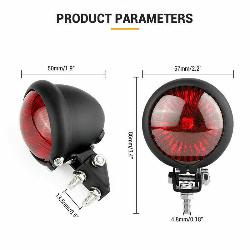 Universal Motorcycle LED Rear Tail Light, Retro Black Metal Brake Stop Lamp for Bobber, Chopper, Cafe Racer