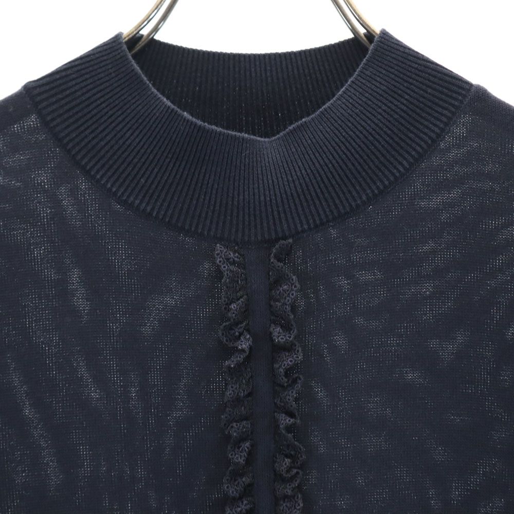 Rene Basic Made In Japan Short Sleeve Sweater 36 Navy Knit Women Used