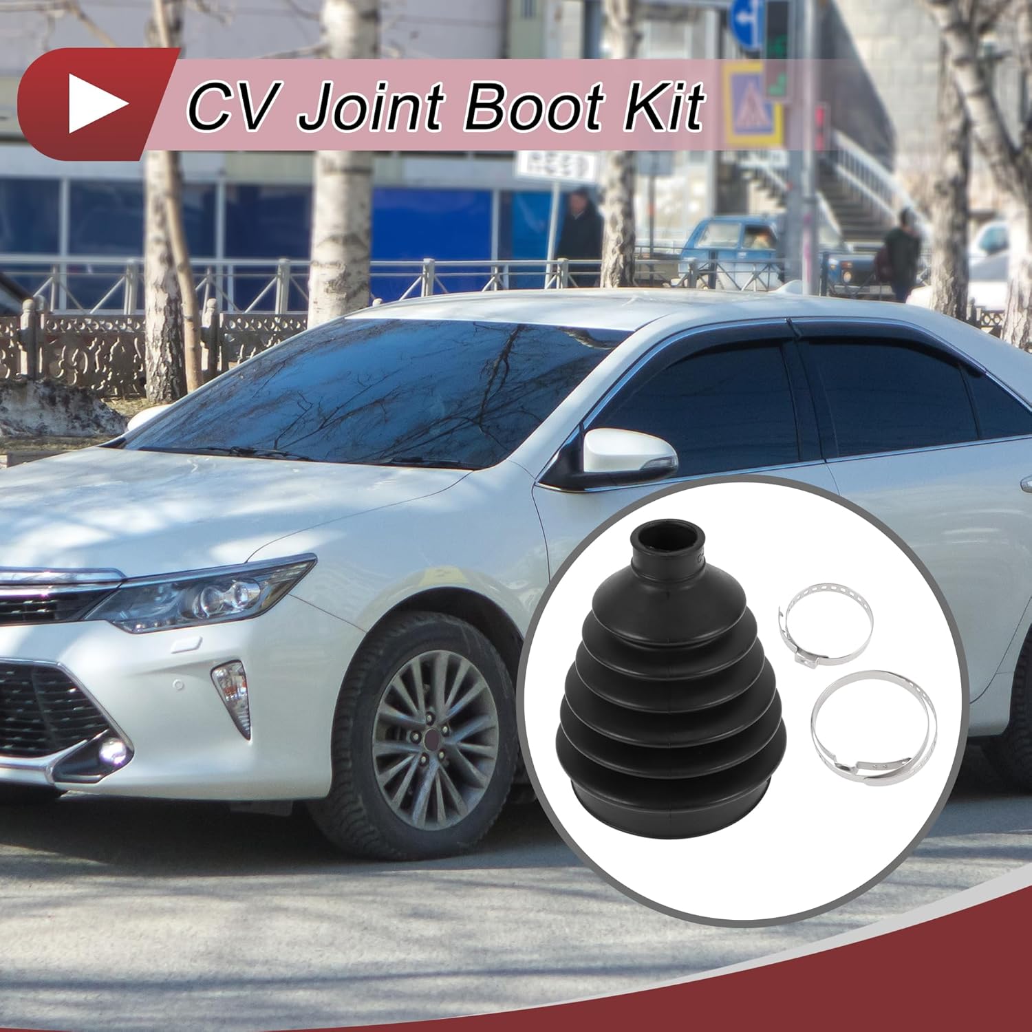 

1 Set CV Joint Boot Kit for Toyota RAV4 2005-2020 for Toyota Camry 2002-2003 Outer Constant Velocity Joint Boot W/Clamps No.442842120 Black Rubber