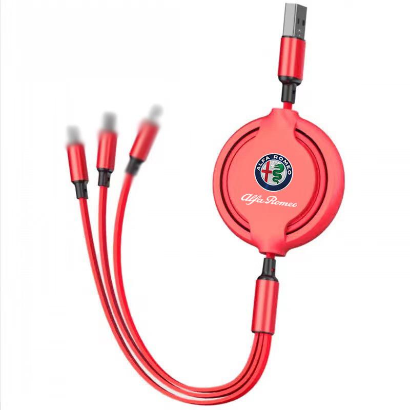 

Car Stickers For Alfa Romeo Fast Charing Data Cable 100W Multifunctional 3 in 1 Data Cord For Alfa Romeo Sportiva Giulia Giuliet