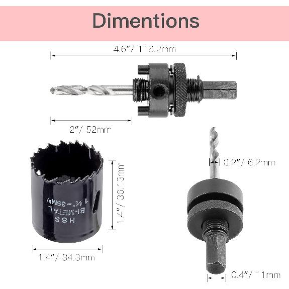 1-3/8 Inch Desk Hole Grommet Desk Cord Grommet with Bi-Metal Hole Saw Drill Bits, Cable Hole Cover Plastic Wire Grommets Desk Grommet Kit Wire