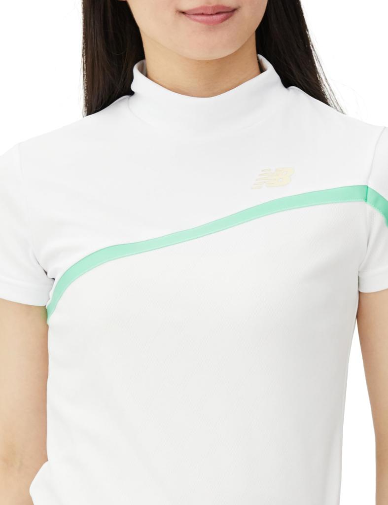 Golf Short Sleeve Mock Neck Shirt Quick 0 [New Balance] Women's (Sweat Absorbent, Drying, Stretch) / 012-4166509 030_White [S]