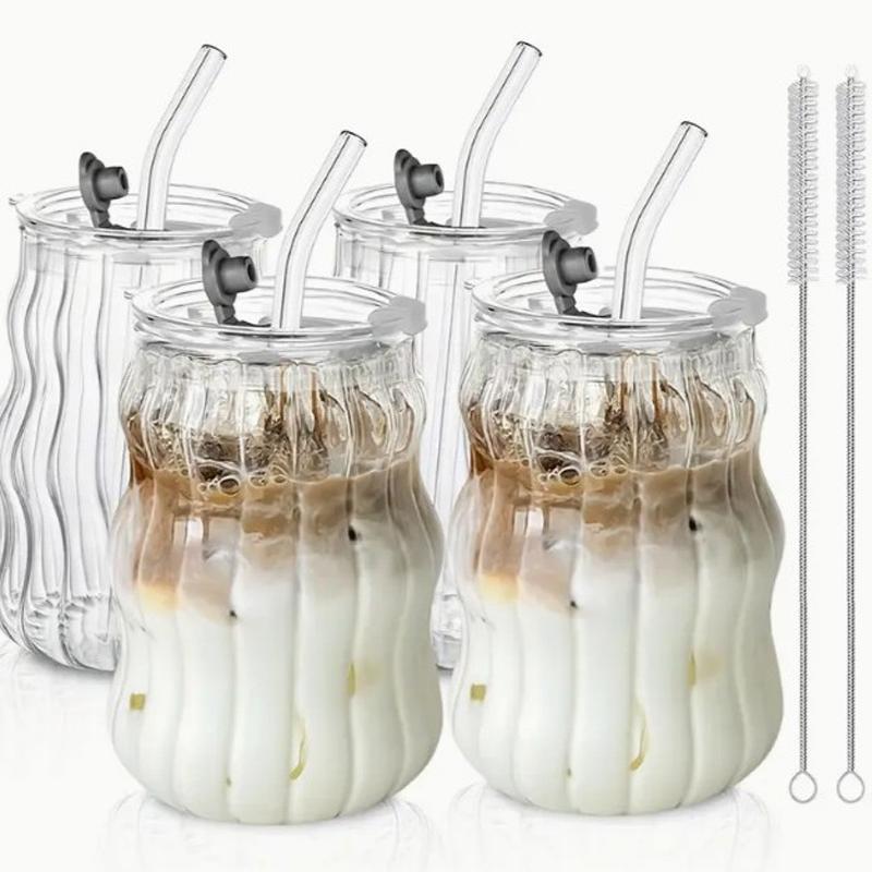 Transparent Vertical Cold Coffee Cup Glass Cups Juice Milk Drinkware Iced Water Glass Coffee Mug Cocktail Glasses Cup