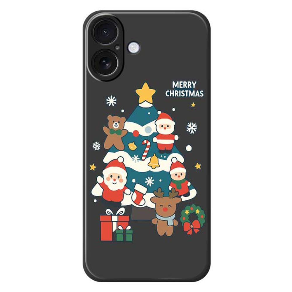 

For iPhone 17 Case Christmas Tree Gifts Pattern Printing Straight Edge TPU Phone Back Cover Black