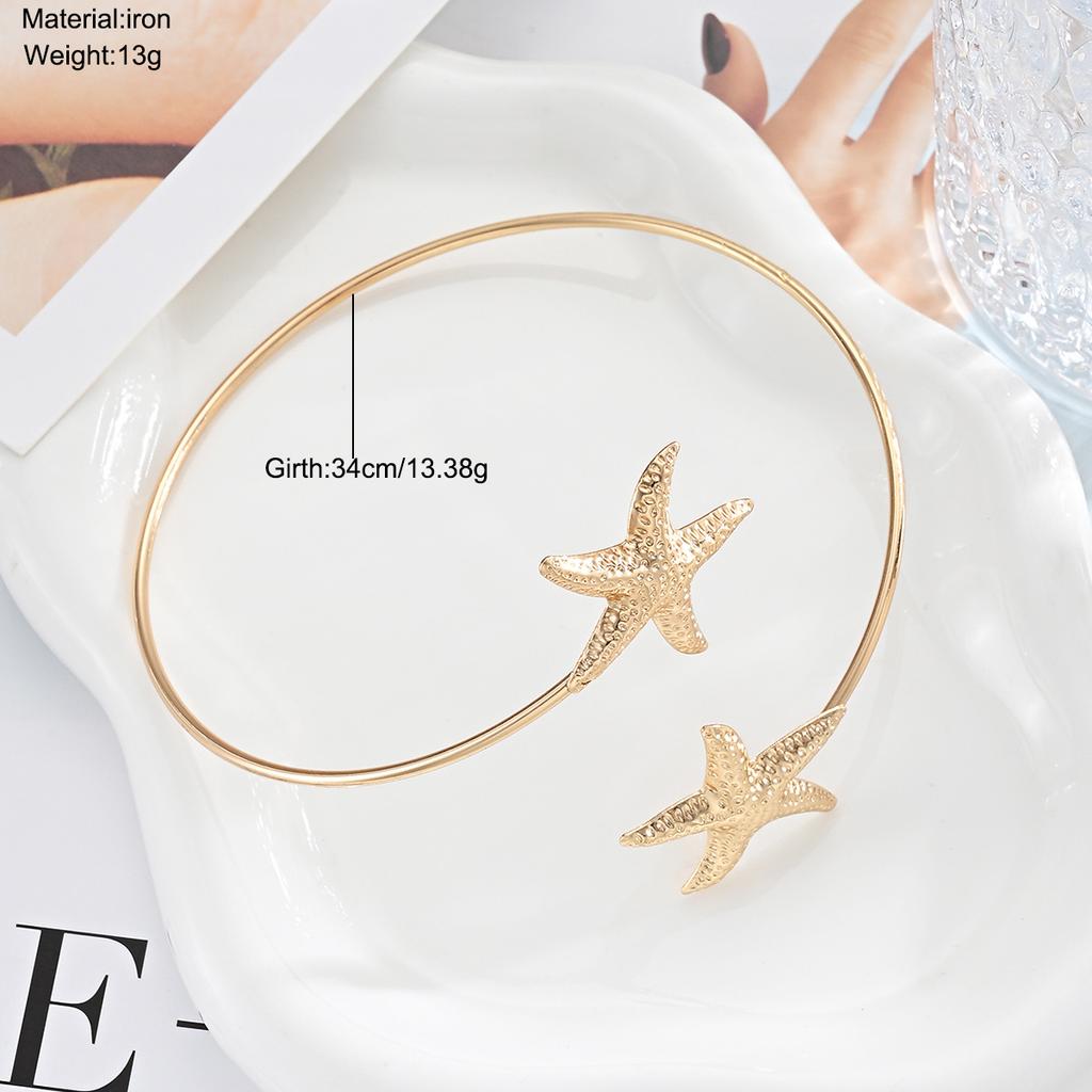iF ME Starfish Arm Cuff for Women, Adjustable Open Upper Arm Bracelet, Beach Vacation Boho Jewelry