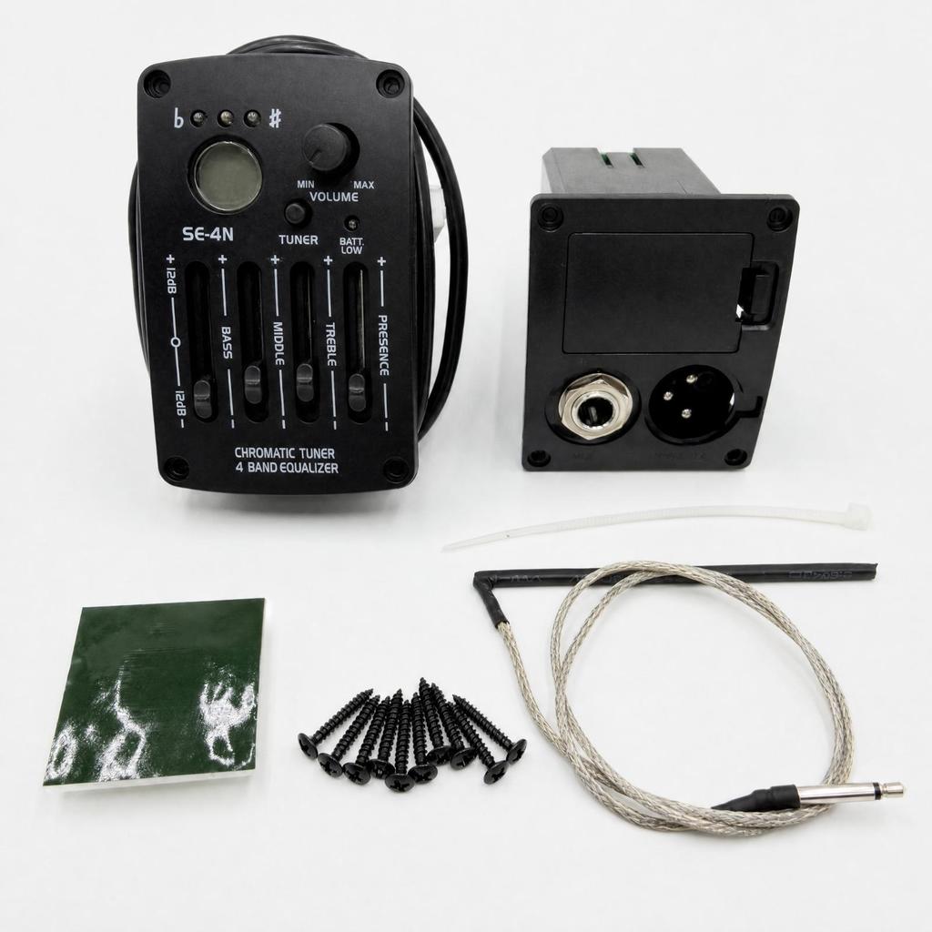 SEN44N Acoustic Guitar Pickup System Low Indicator 4Band Tone Control with Digital Tuner