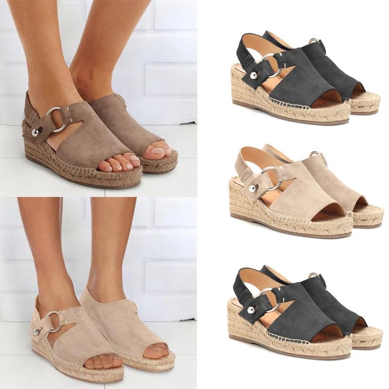 Womens Beach Summer Sandals Platform Espadrille Shoes Thick Bottom Fish Mouth