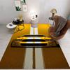 3D Sports Car Rug Yellow Black White Racing Stripes Modern Automotive Design for Living Room Bedroom Car Lover Decor Non Slip