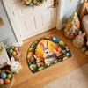 Happy Easter Doormat Outdoor Natural Rabbits Welcome Non- Front Mat Decorative Rugs For Indoor Home Farmhouses Entrance Porch Easter Day Party Decor