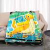 Cartoon Card Pokemon Pikachu Flannel Blanket Figures Home Sofa Lunch Break Blankets Children Student Blanket Nap Cover Kids Gift