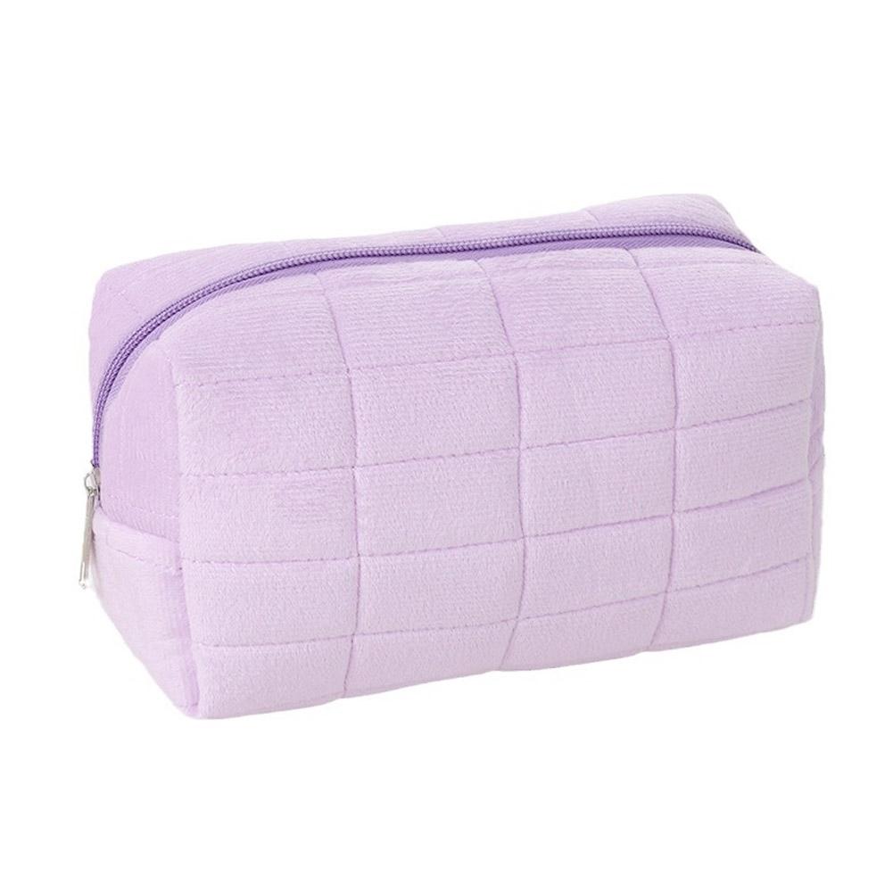 

Симпатичная плюшевая косметичка для женщин, портативная дорожная маленькая косметичка, однотонная сумка для туалетных принадлежностей на молнии, сумка для стирки, сумки для хранения фиолетовый