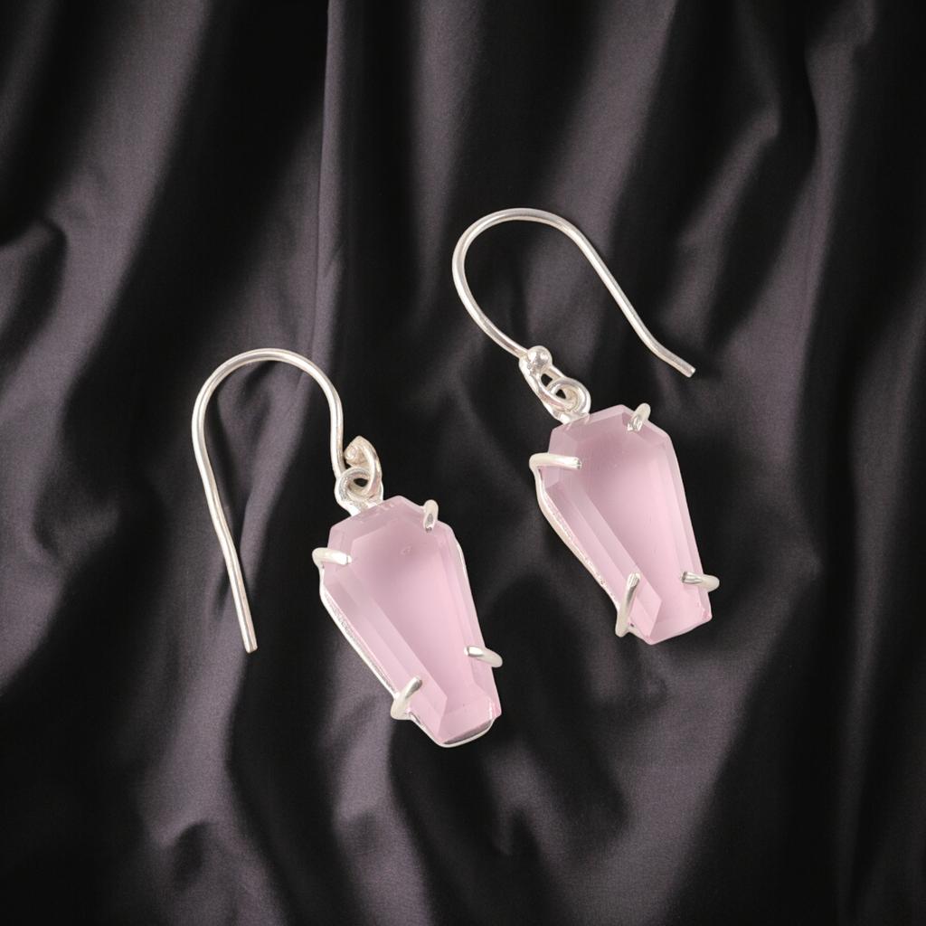 Morganite Gemstone 925 Sterling Silver Jewelry Handcrafted Dangle Earrings 1.48" EE-130-5