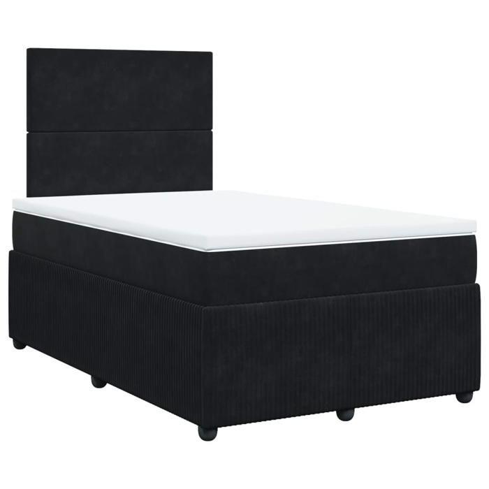 VidaXL Slatted Bed Base with Mattress Black 120x190 Cm Velvet 3294582