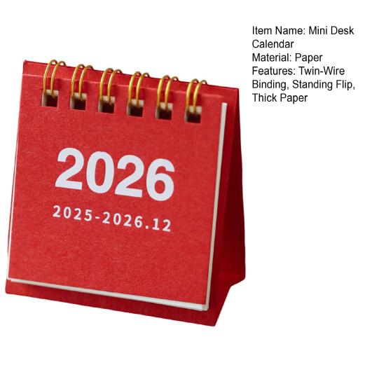 2 Stück Mini-Tischkalender Okt. 2025-Dezember. 2026 14 Monatsplaner Desktop Klein Stehend Umblätterkalender mit Doppelbindung für Home Office