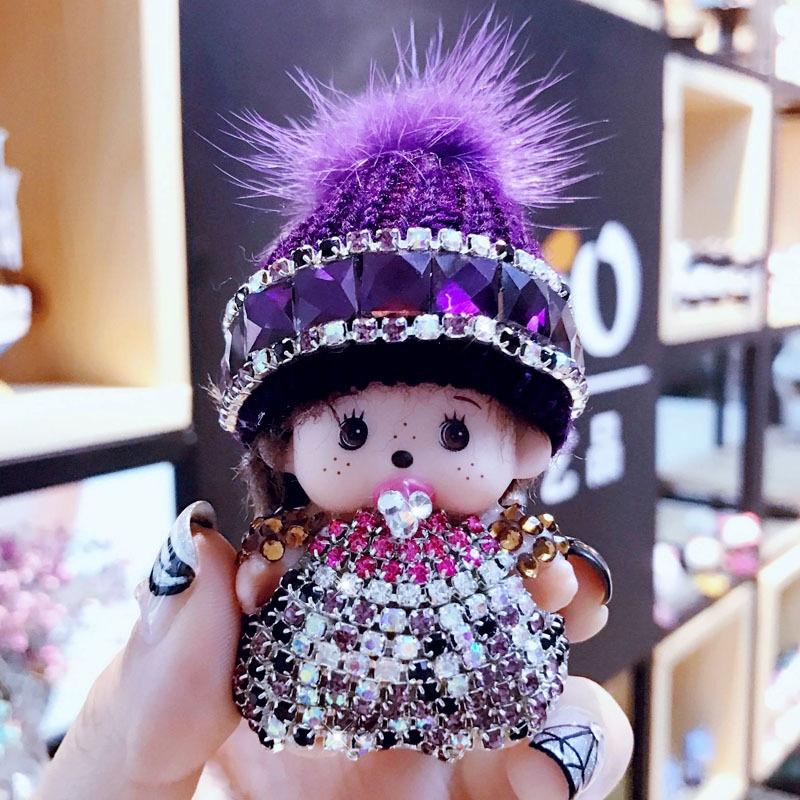 Ключниця Monchhichi з кристалами, в'язана шапка, підвіска з норки, призовий обмінний подарунок з аркади