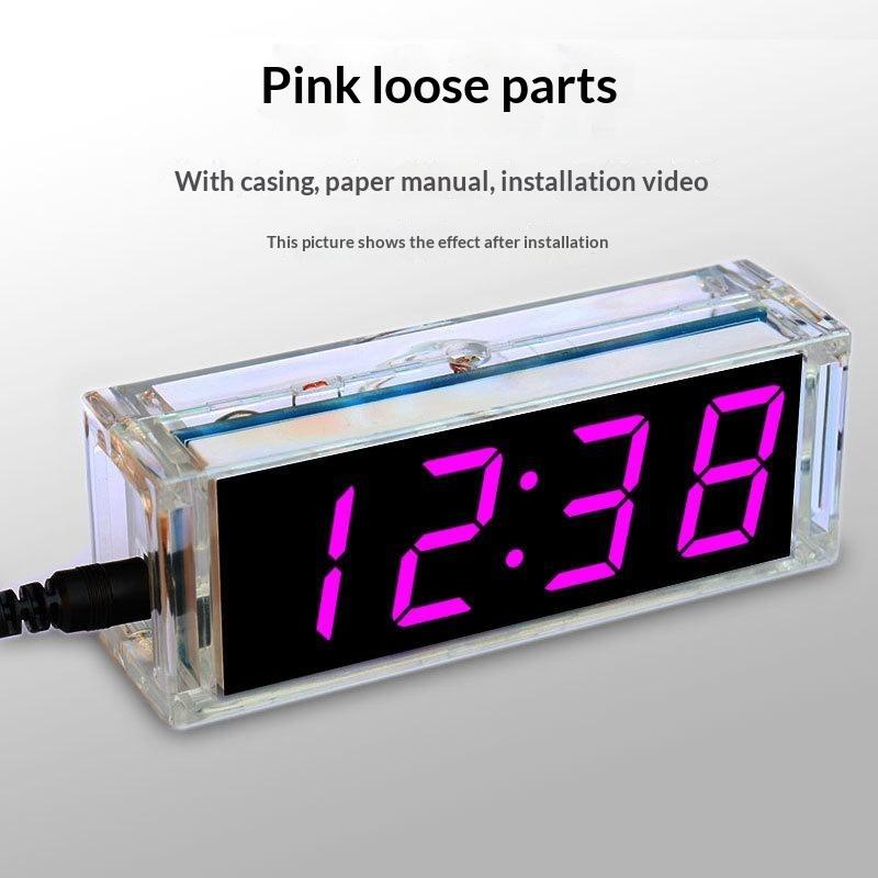 DIY MCU Electronic Clock LED Kit Light Control Temperature Thermometer Function for Desktop Bedroom Night Stand Decor