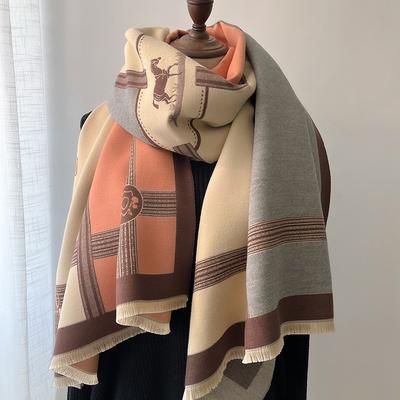 Winter Warmer Scarf For Women Luxury Thickened Tassel Pashmina Shawl Faux Cashmere Warps Autumn Elegant Ladies Blanket
