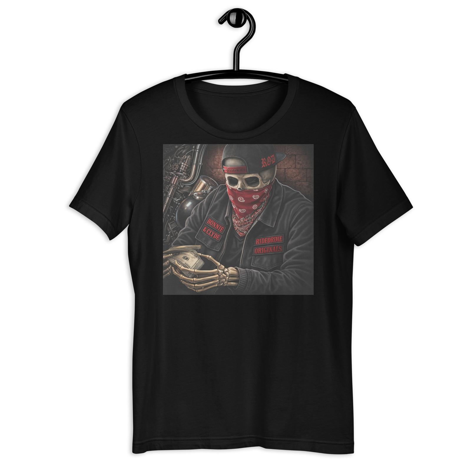 Biker Skull Money Bonnie Clyde Ride or Die T-Shirt Graphic Street Art S разноцветный