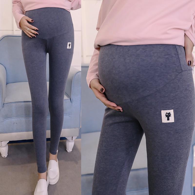 Maternity Support Leggings - Elastic Kitten Print, Spring/Autumn, 9-point Length