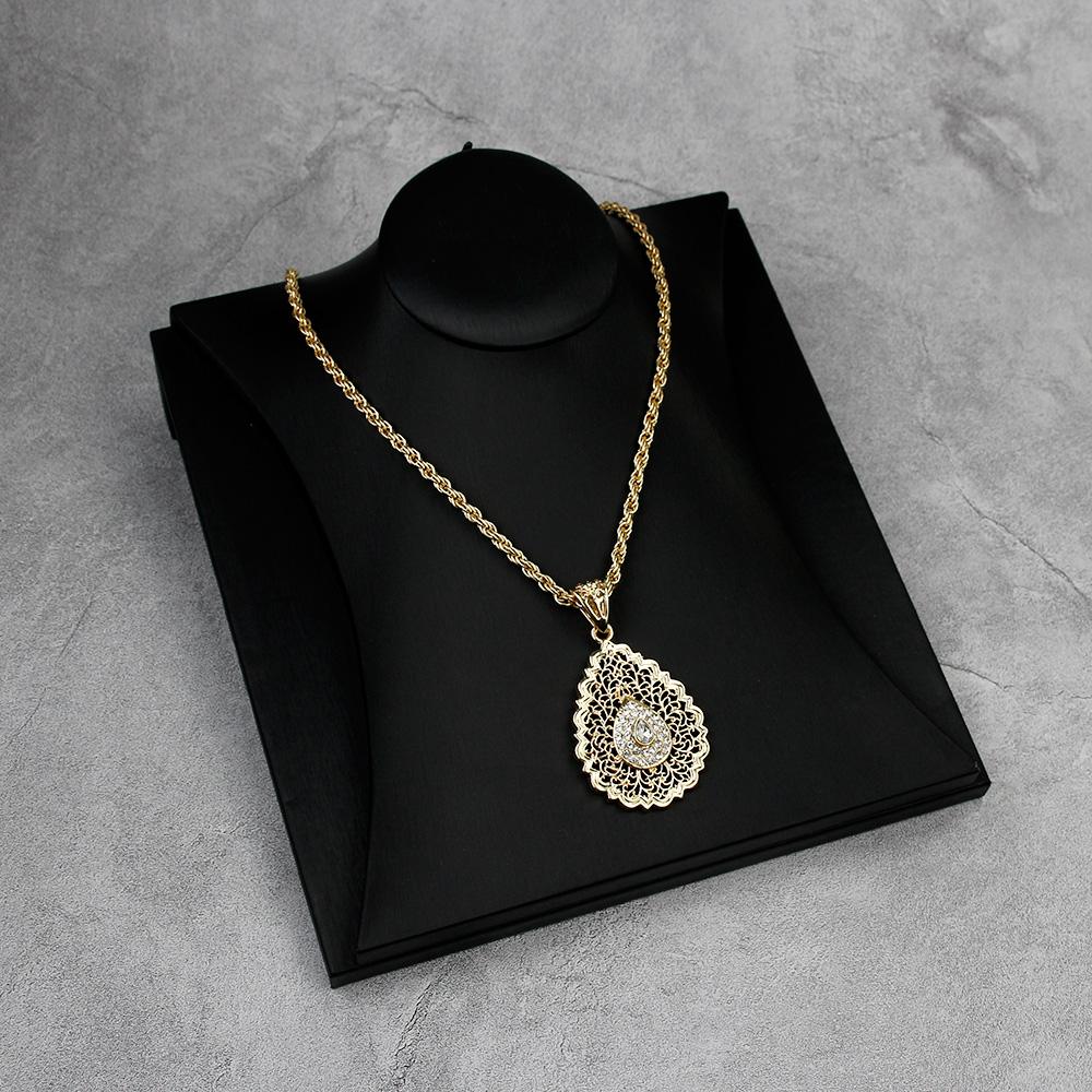 Collier pendentif couleur or pour femmes, Long collier creux en métal, feuille Arabesque, chaîne, bijoux de mariage pour mariée, nouvelle collection