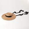 European and American spring and summer new light flat top big brim strap colored straw straw hat stage fashion show sunshade straw hat