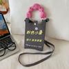 Sommer Damen Niedliche Mini-Tasche Vielseitige Mode Handytasche Cartoon Gestrickte Handtasche Umhängetasche Umhängetasche