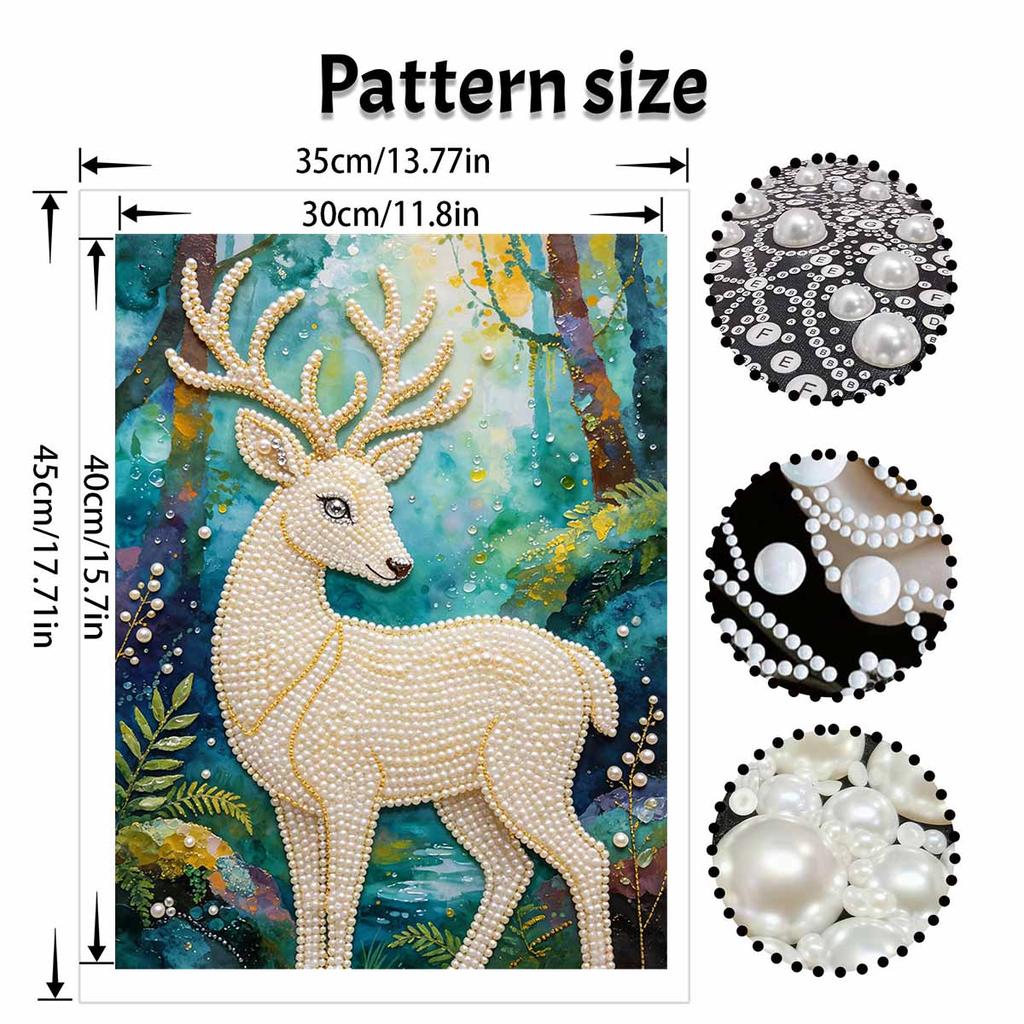DIY Pearl Art Deer Painting Kit 5D Crystal Rhinestone Embroidery for Bedroom Living Room Wall Decoration Handmade Craft