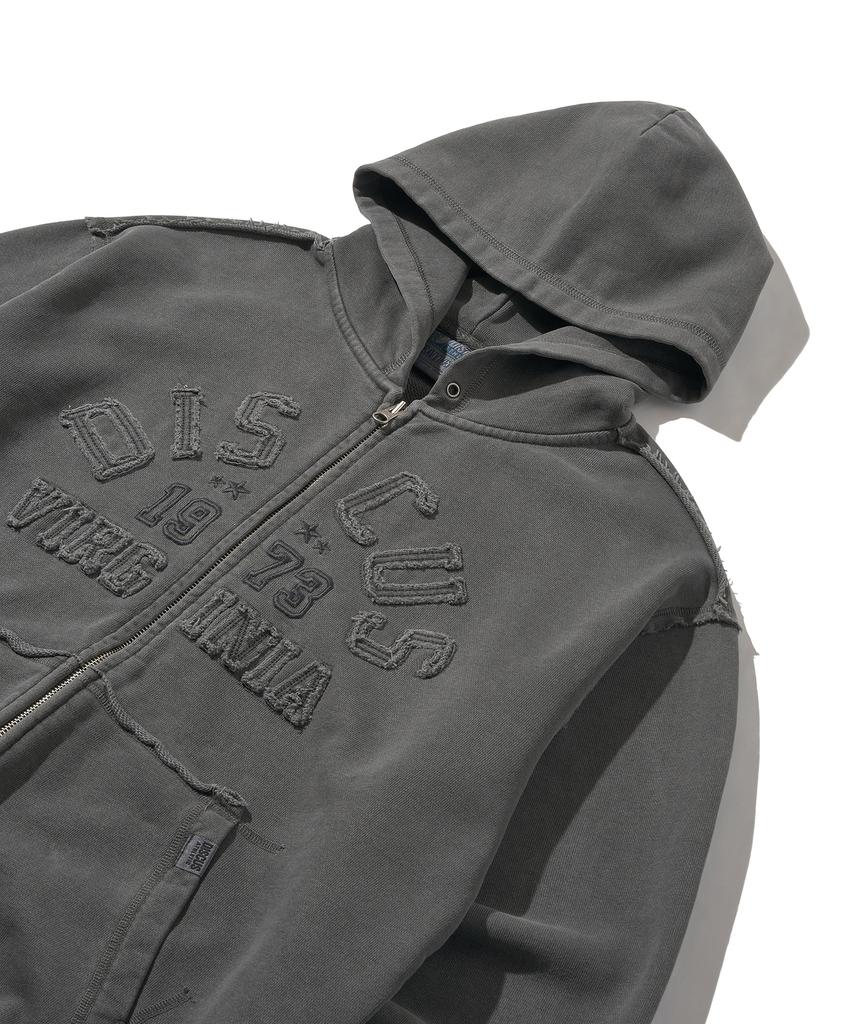 Discus Athletic Heavyweight Zip-Up Hoodie Washed Pigment Charcoal