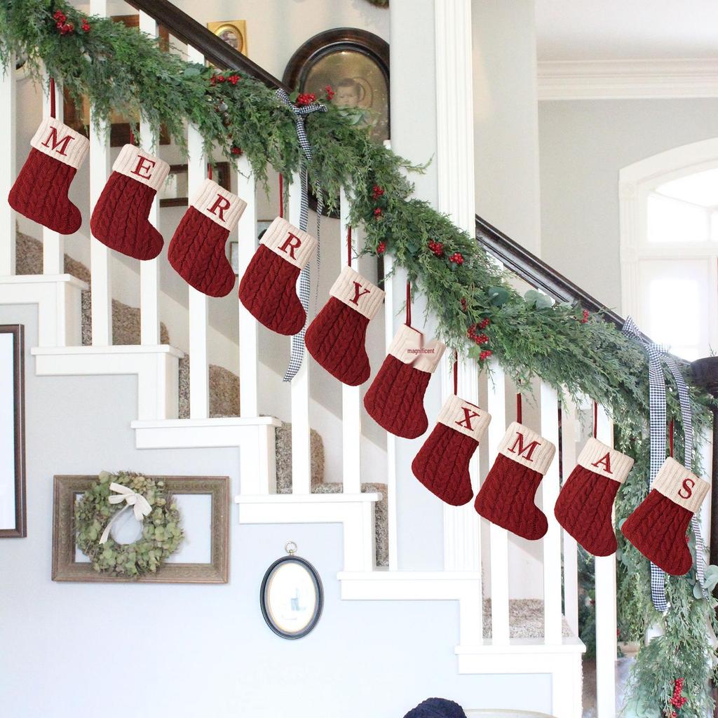Cute Christmas Knitted Wool Stockings - Festive Tree Ornaments and Decorative Props