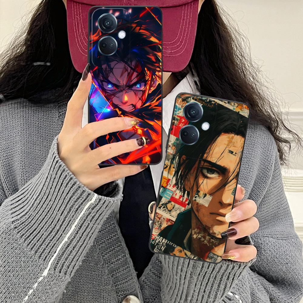 AOT Eren Yeager Matte TPU Mobile Phone Case for OPPO Reno 14 13 12 11 10 9 8 7 6 5 F T Pro 5G Colorful Printing Cover