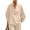 Bluse Leichte Baumwolle Set Knopfleiste Lässig Große Größen Oberteile Atmungsaktiv Ausgeh-Oberteile für Damen Kleidung für den Alltag Lounge Wear