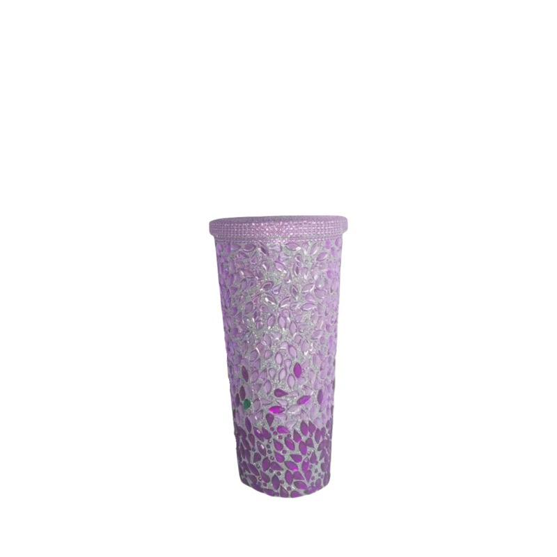 Rhinestone Cold Brew Coffee Cup: Double-Layered PS Straw Cup, Large Capacity, Perfect Gift for Women/Girls